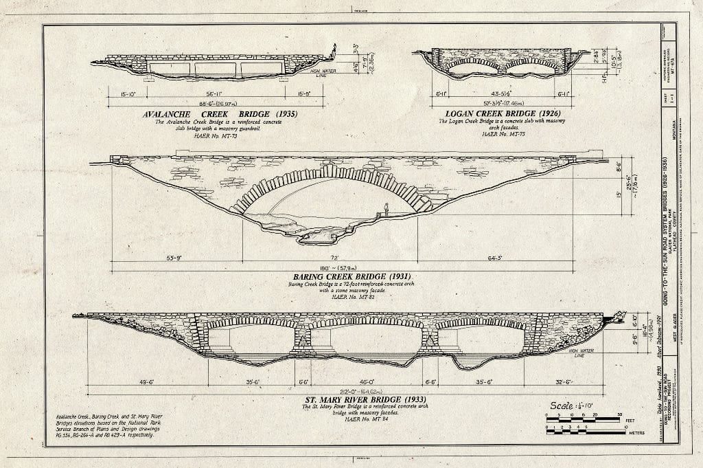 Historic Pictoric : Blueprint HAER Mont,15-WEGLA,5-A- (Sheet 1 of 1) - Going-to-The-Sun Road System Bridges, West Glacier, Flathead County, MT