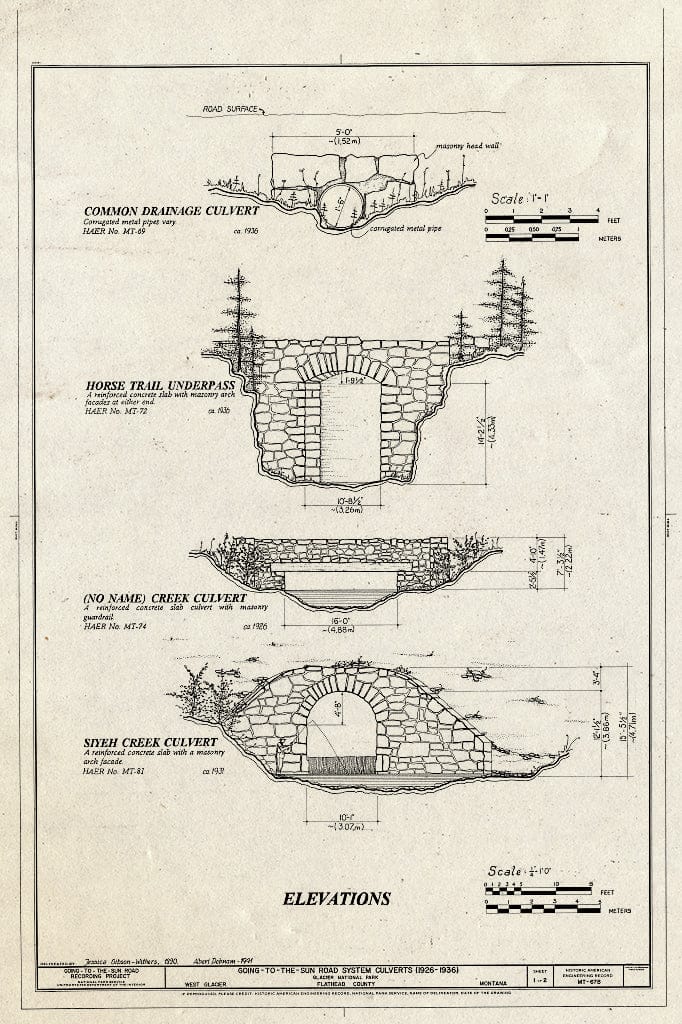 Historic Pictoric : Blueprint HAER Mont,15-WEGLA,5-B- (Sheet 1 of 2) - Going-to-The-Sun Road System Culverts, West Glacier, Flathead County, MT