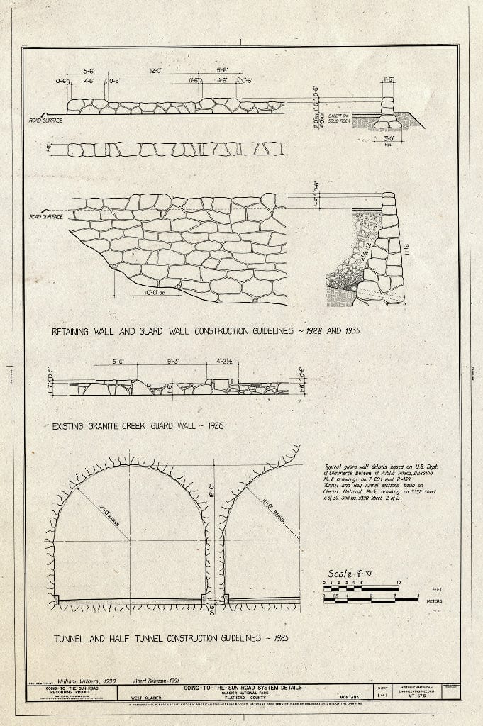 Historic Pictoric : Blueprint HAER Mont,15-WEGLA,5-C- (Sheet 1 of 1) - Going-to-The-Sun Road System Details, West Glacier, Flathead County, MT