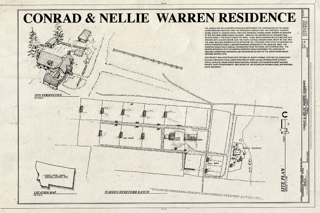 Historic Pictoric : Blueprint Cover Sheet - Conrad & Nellie Warren Residence, Highway 10, Deer Lodge, Powell County, MT