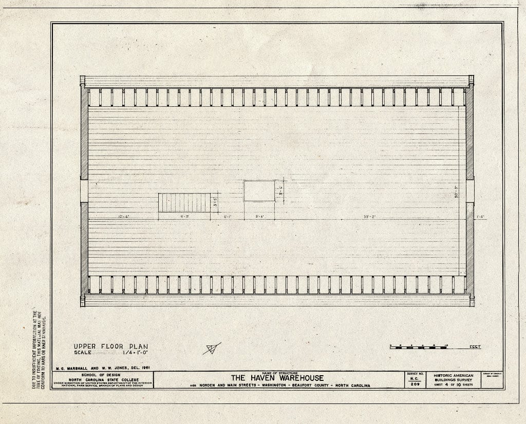 Historic Pictoric : Blueprint HABS NC,7-WASH,3- (Sheet 4 of 10) - Haven Warehouse, Van Norden & Main Streets, Washington, Beaufort County, NC