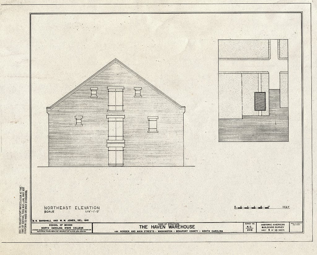Historic Pictoric : Blueprint HABS NC,7-WASH,3- (Sheet 5 of 10) - Haven Warehouse, Van Norden & Main Streets, Washington, Beaufort County, NC