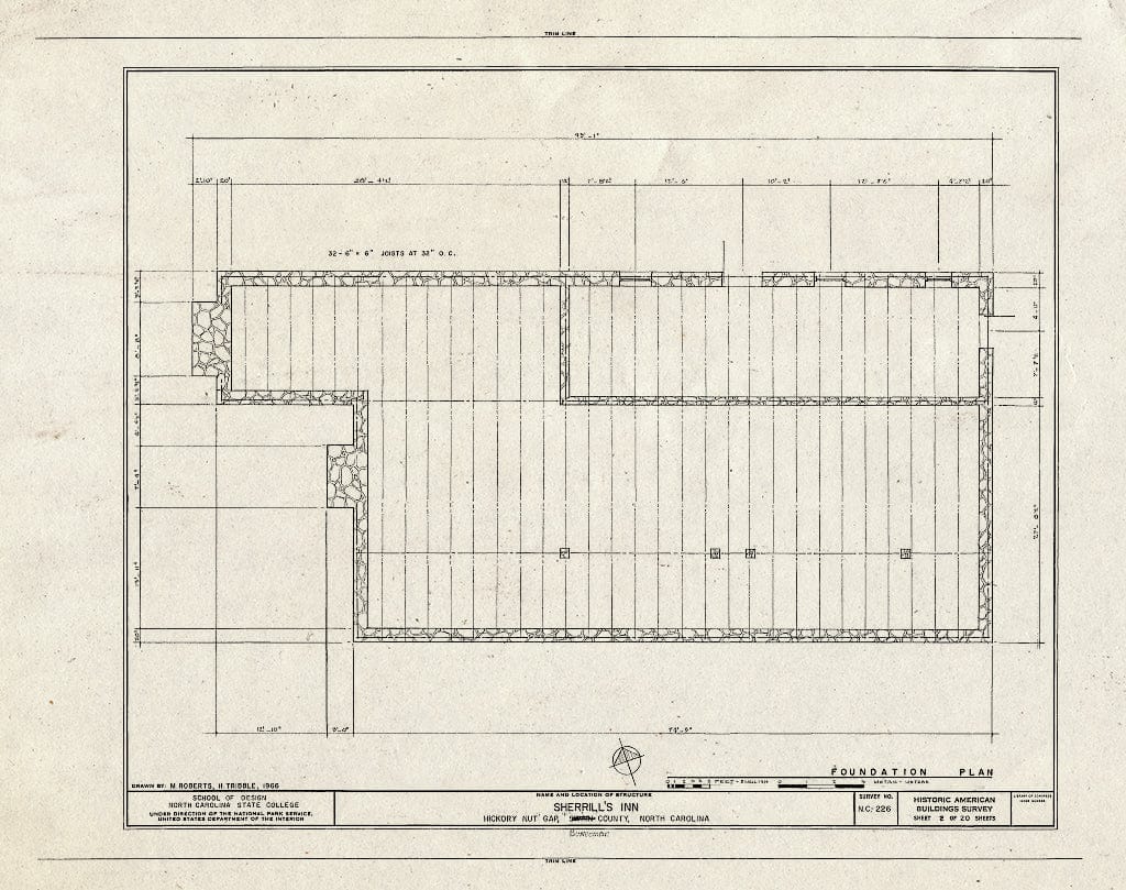 Historic Pictoric : Blueprint HABS NC,11-Hick,1- (Sheet 2 of 20) - Sherrill's Inn, Lake Lure, U.S. Route 74, Fairview, Buncombe County, NC