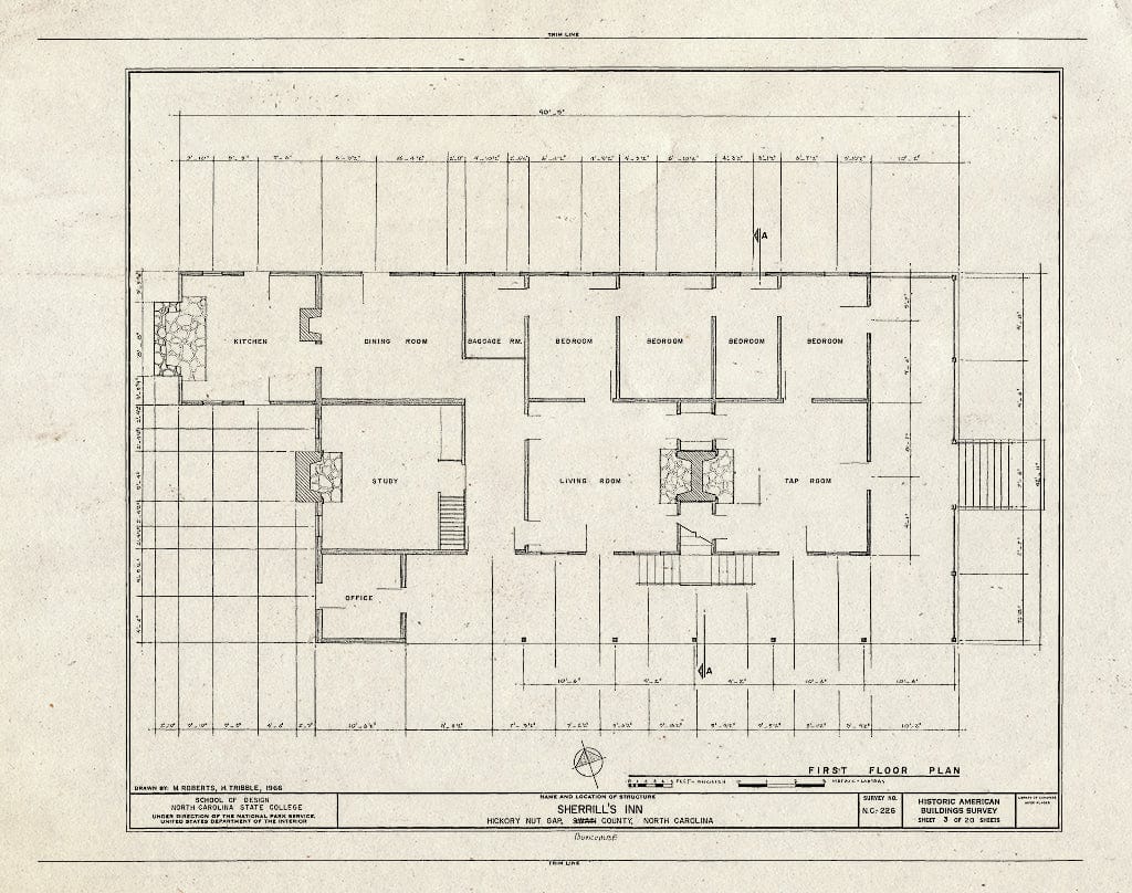 Historic Pictoric : Blueprint HABS NC,11-Hick,1- (Sheet 3 of 20) - Sherrill's Inn, Lake Lure, U.S. Route 74, Fairview, Buncombe County, NC