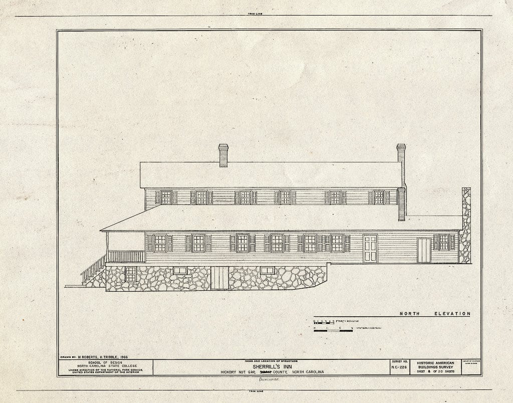 Historic Pictoric : Blueprint HABS NC,11-Hick,1- (Sheet 6 of 20) - Sherrill's Inn, Lake Lure, U.S. Route 74, Fairview, Buncombe County, NC