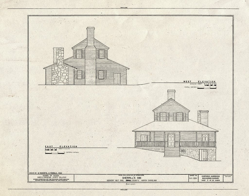Historic Pictoric : Blueprint HABS NC,11-Hick,1- (Sheet 7 of 20) - Sherrill's Inn, Lake Lure, U.S. Route 74, Fairview, Buncombe County, NC