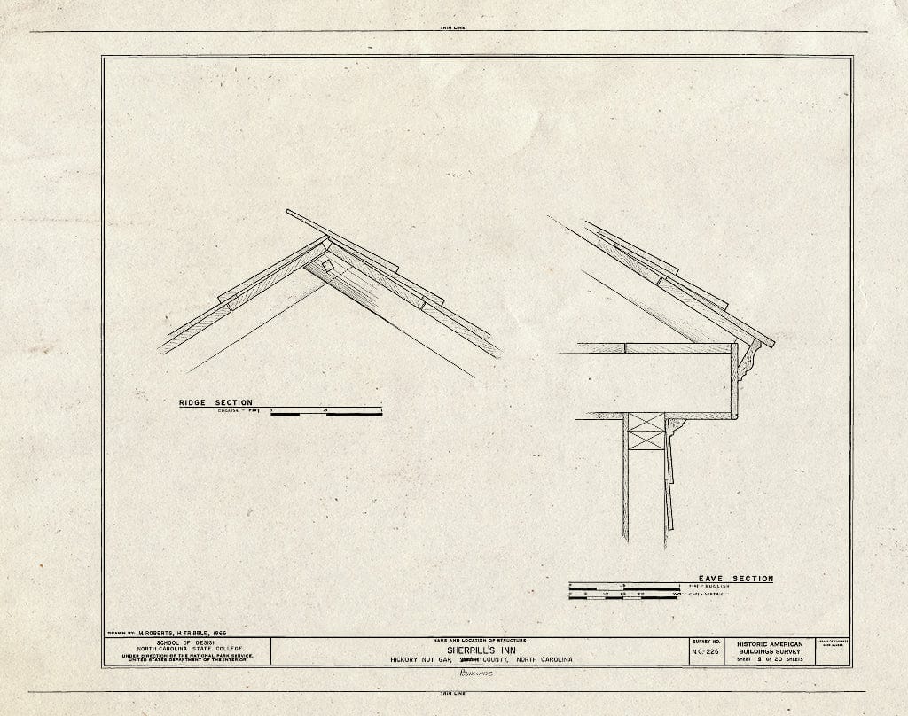 Historic Pictoric : Blueprint HABS NC,11-Hick,1- (Sheet 9 of 20) - Sherrill's Inn, Lake Lure, U.S. Route 74, Fairview, Buncombe County, NC