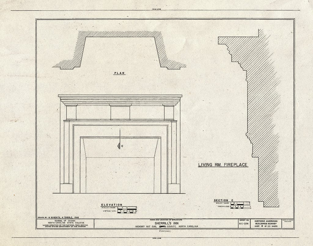 Historic Pictoric : Blueprint HABS NC,11-Hick,1- (Sheet 12 of 20) - Sherrill's Inn, Lake Lure, U.S. Route 74, Fairview, Buncombe County, NC