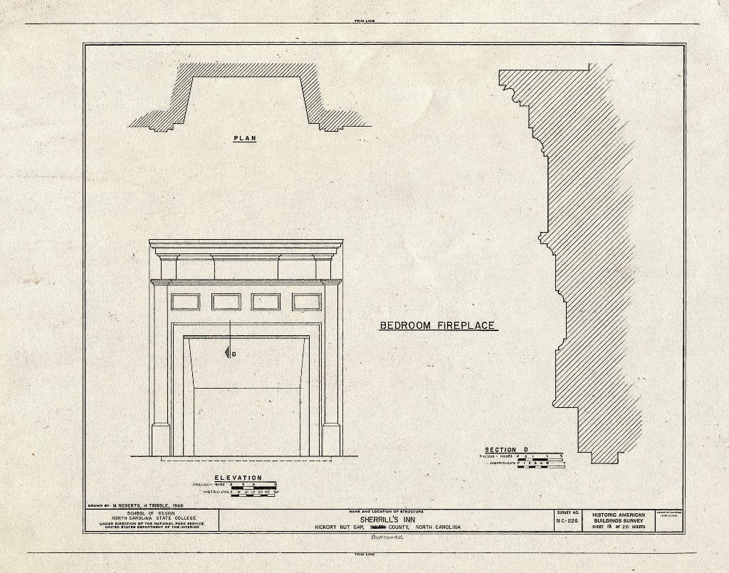 Historic Pictoric : Blueprint HABS NC,11-Hick,1- (Sheet 13 of 20) - Sherrill's Inn, Lake Lure, U.S. Route 74, Fairview, Buncombe County, NC