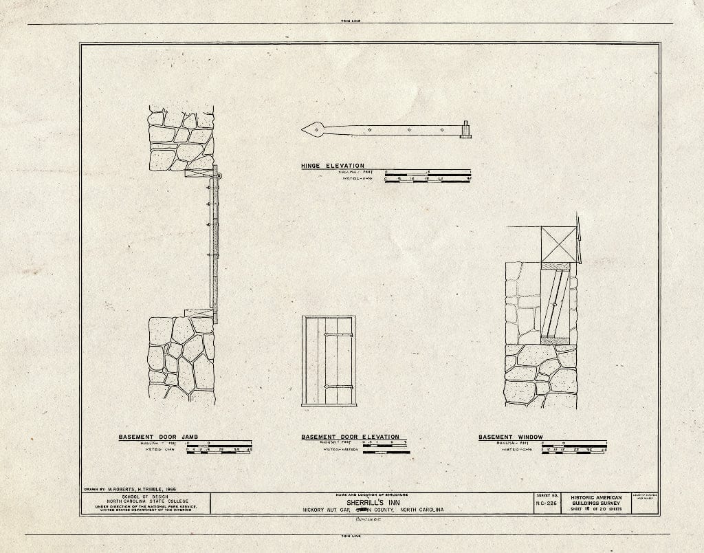 Historic Pictoric : Blueprint HABS NC,11-Hick,1- (Sheet 16 of 20) - Sherrill's Inn, Lake Lure, U.S. Route 74, Fairview, Buncombe County, NC