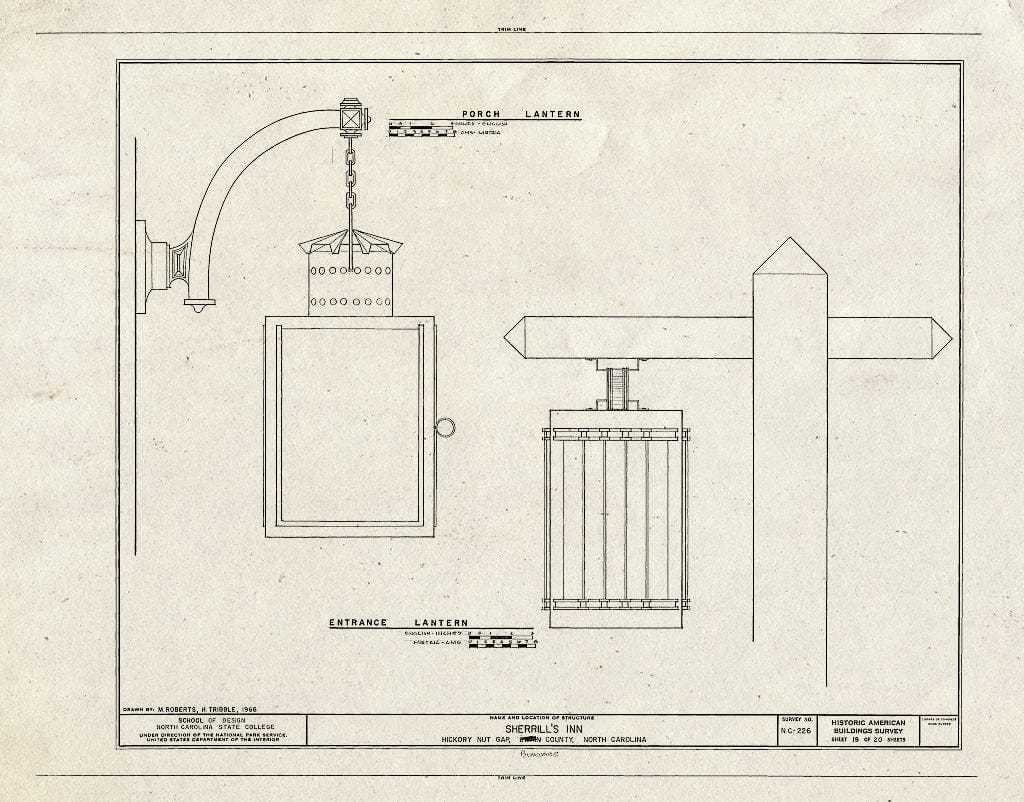 Historic Pictoric : Blueprint HABS NC,11-Hick,1- (Sheet 19 of 20) - Sherrill's Inn, Lake Lure, U.S. Route 74, Fairview, Buncombe County, NC