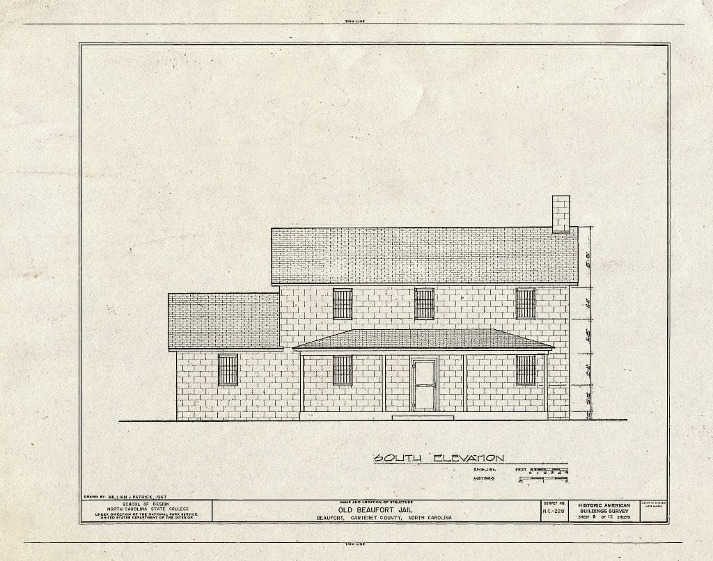 Historic Pictoric : Blueprint HABS NC,16-BEAUF,8- (Sheet 5 of 12) - Old Beaufort Jail, Courthouse Square on Cedar Street, Beaufort, Carteret County, NC