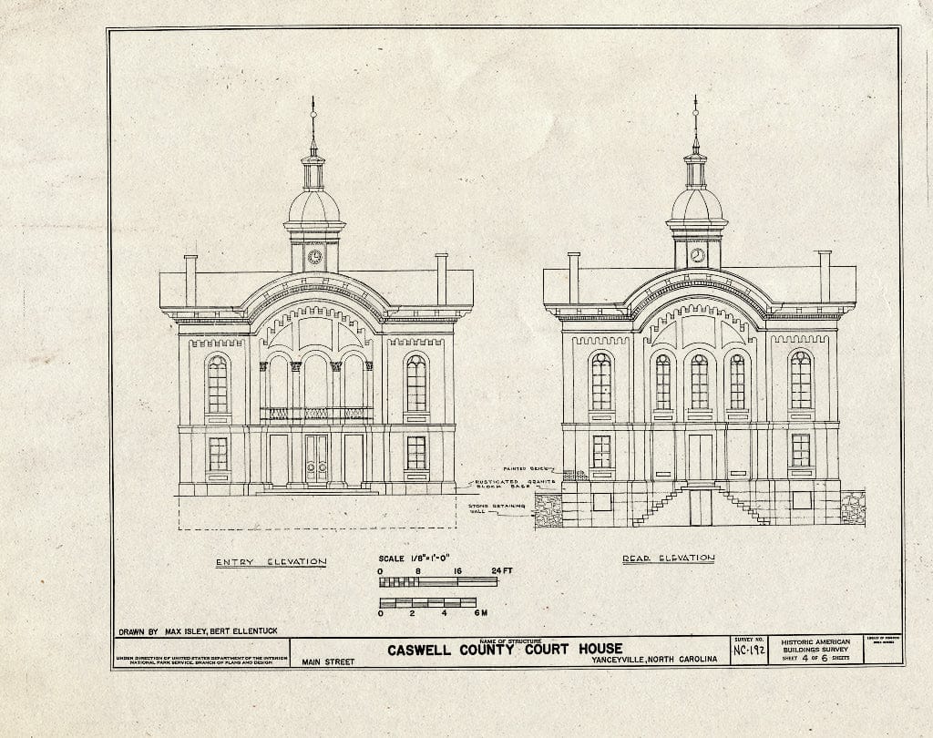 Historic Pictoric : Blueprint HABS NC,17-YANV,4- (Sheet 4 of 6) - Caswell County Courthouse, Main Street, Yanceyville, Caswell County, NC