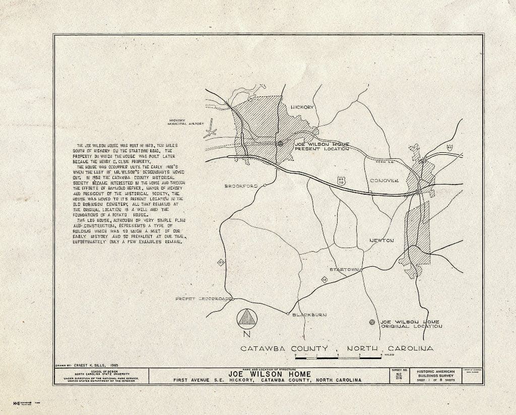 Historic Pictoric : Blueprint HABS NC,18-Hick,1- (Sheet 1 of 8) - Joe Wilson House, Old Robinson Cemetery (Moved from Startown Road), Hickory, Catawba County, NC
