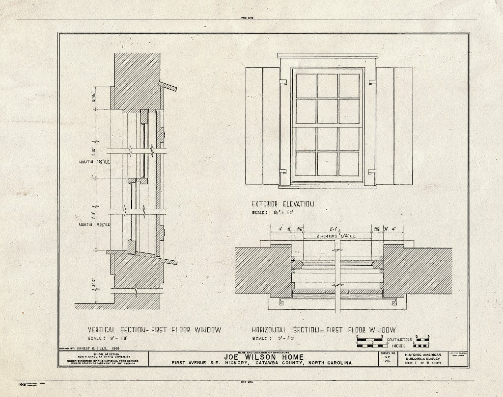 Historic Pictoric : Blueprint HABS NC,18-Hick,1- (Sheet 7 of 8) - Joe Wilson House, Old Robinson Cemetery (Moved from Startown Road), Hickory, Catawba County, NC