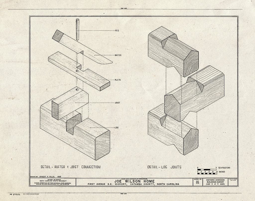 Historic Pictoric : Blueprint HABS NC,18-Hick,1- (Sheet 8 of 8) - Joe Wilson House, Old Robinson Cemetery (Moved from Startown Road), Hickory, Catawba County, NC