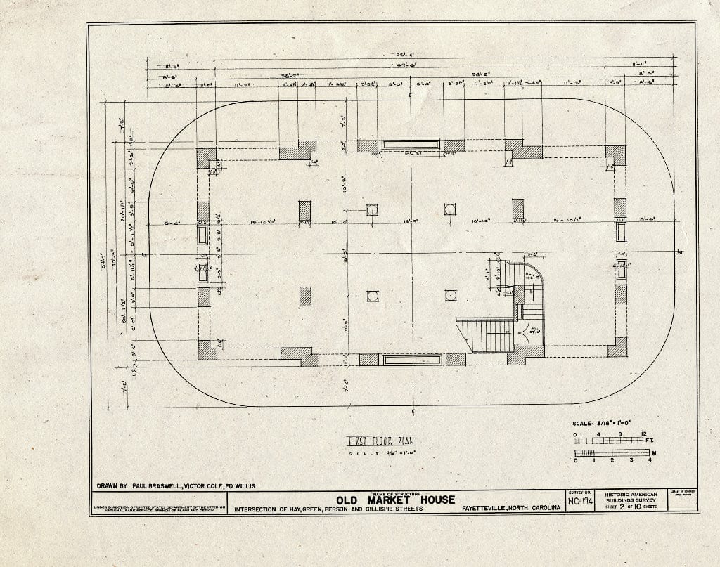 Historic Pictoric : Blueprint HABS NC,26-FAYVI,1- (Sheet 2 of 10) - Old Market House, Hay, Green, Person & Gillespie Streets, Fayetteville, Cumberland County, NC