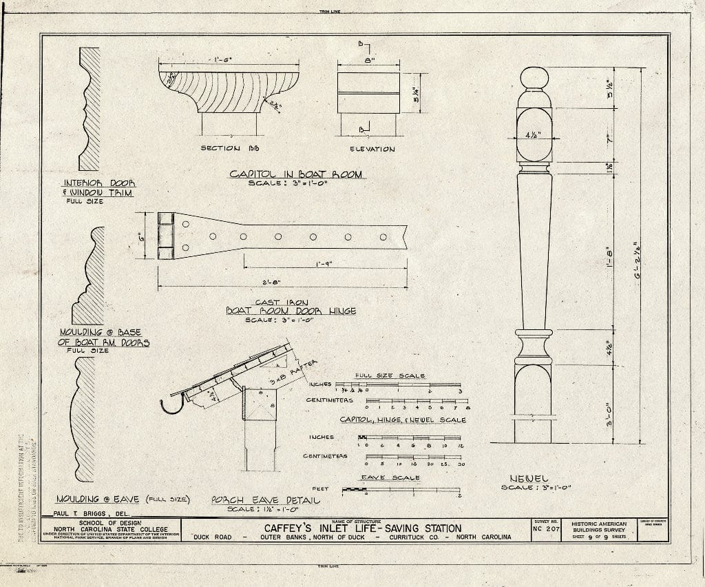 Historic Pictoric : Blueprint HABS NC,27-Duck.V,1- (Sheet 9 of 9) - Caffey's Inlet, Life-Saving Station, State Route 1200, Duck, Dare County, NC
