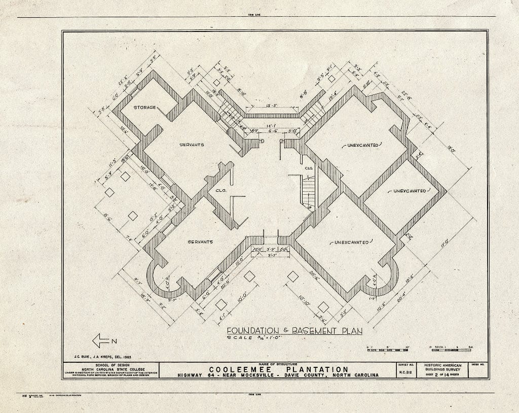Historic Pictoric : Blueprint HABS NC,30-Mock.V,1- (Sheet 2 of 14) - Cooleemee Plantation, U.S. Route 64, Mocksville, Davie County, NC
