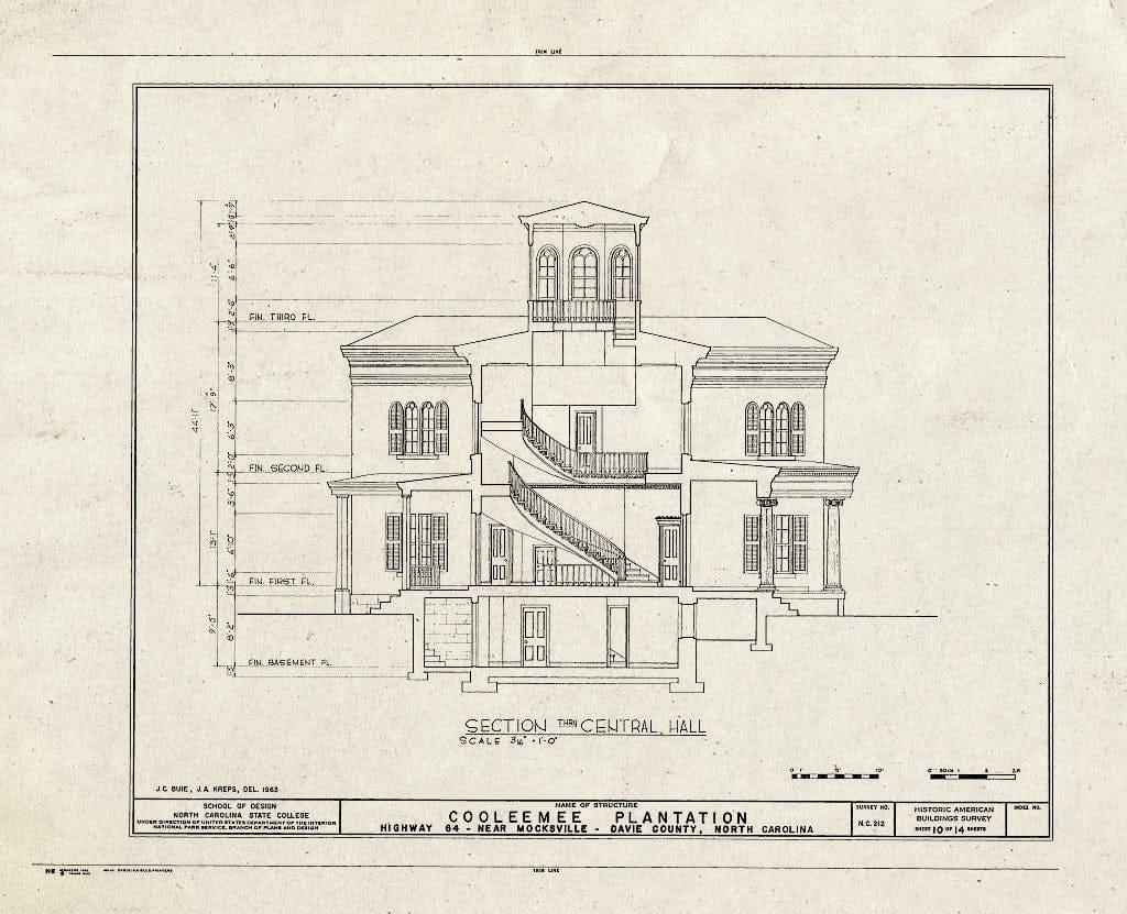 Historic Pictoric : Blueprint HABS NC,30-Mock.V,1- (Sheet 10 of 14) - Cooleemee Plantation, U.S. Route 64, Mocksville, Davie County, NC