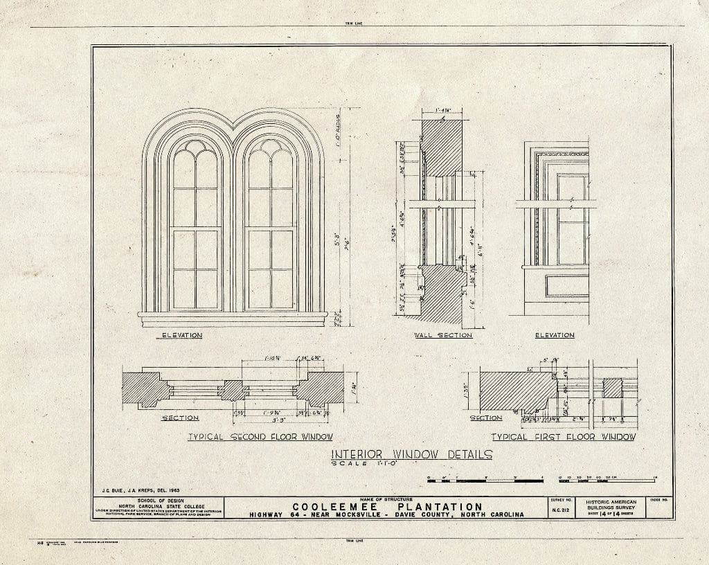 Historic Pictoric : Blueprint HABS NC,30-Mock.V,1- (Sheet 14 of 14) - Cooleemee Plantation, U.S. Route 64, Mocksville, Davie County, NC