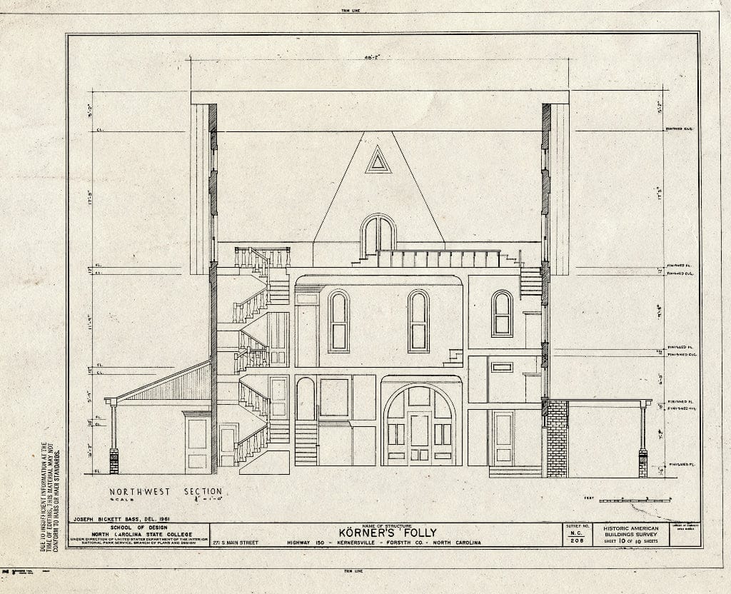Historic Pictoric : Blueprint HABS NC,34-Kern,1- (Sheet 10 of 10) - Korner's Folly, 271 South Main Street, Kernersville, Forsyth County, NC