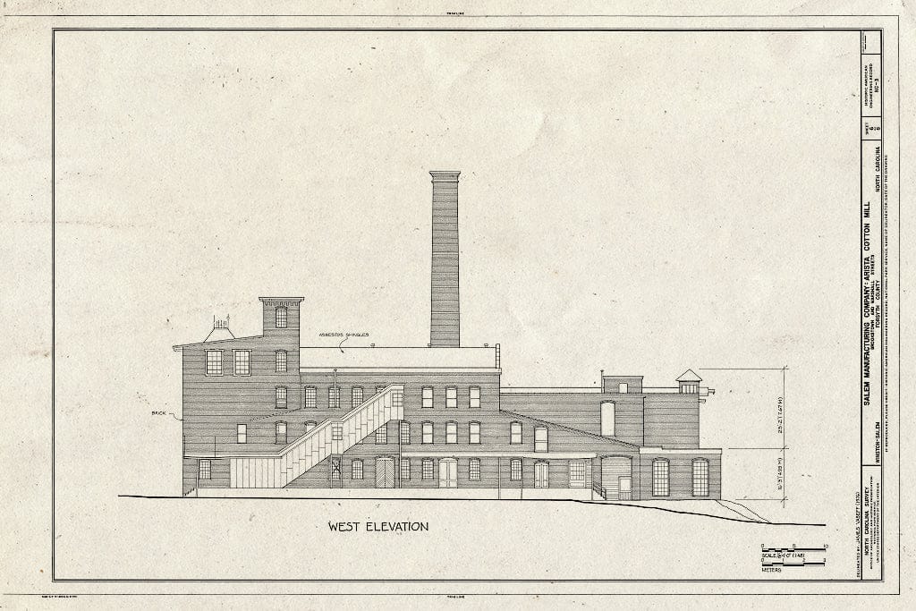 Historic Pictoric : Blueprint HAER NC,34-WINSA,19- (Sheet 6 of 6) - Salem Manufacturing Company, Arista Cotton Mill, Brookstown & Marshall Streets, Winston-Salem, Forsyth County, NC