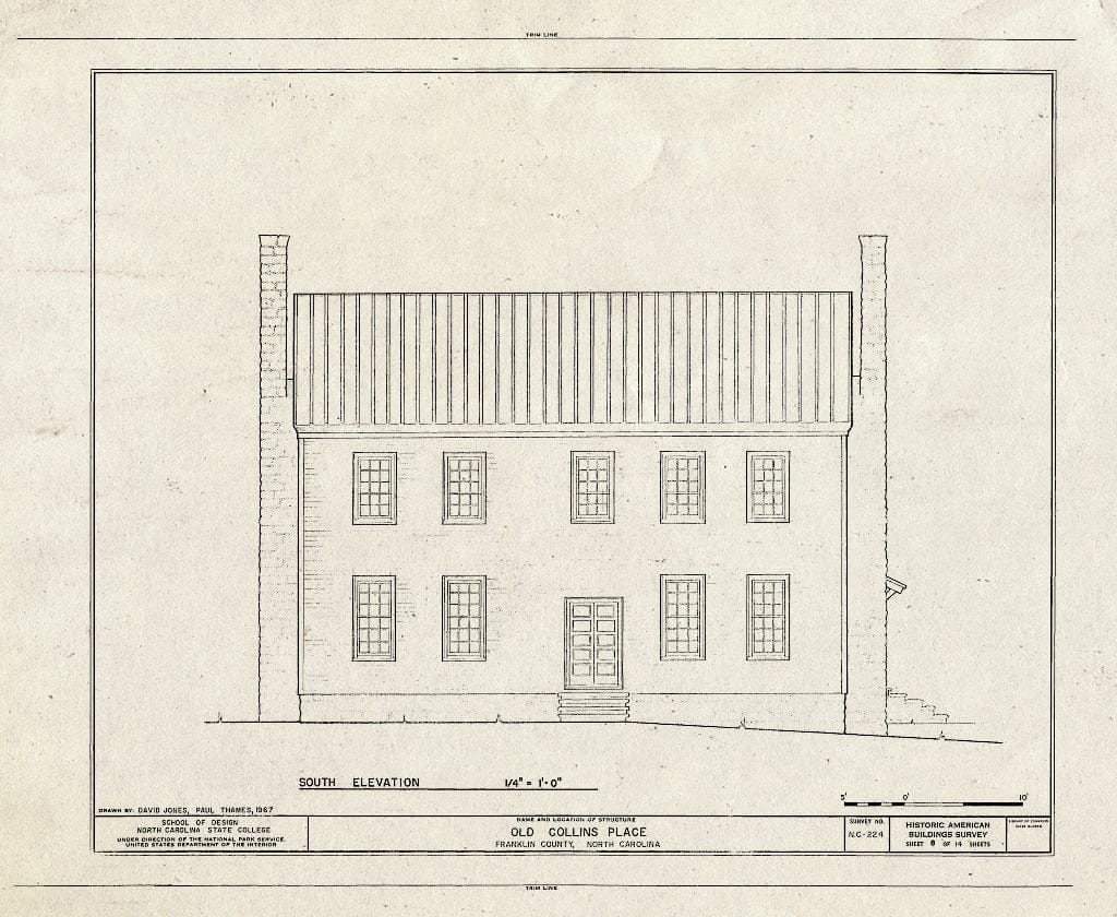 Historic Pictoric : Blueprint HABS NC,35-LOUBU.V,5- (Sheet 8 of 14) - Old Collins Place, State Route 561, Louisburg, Franklin County, NC