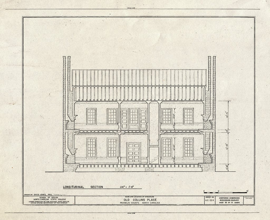 Historic Pictoric : Blueprint HABS NC,35-LOUBU.V,5- (Sheet 10 of 14) - Old Collins Place, State Route 561, Louisburg, Franklin County, NC