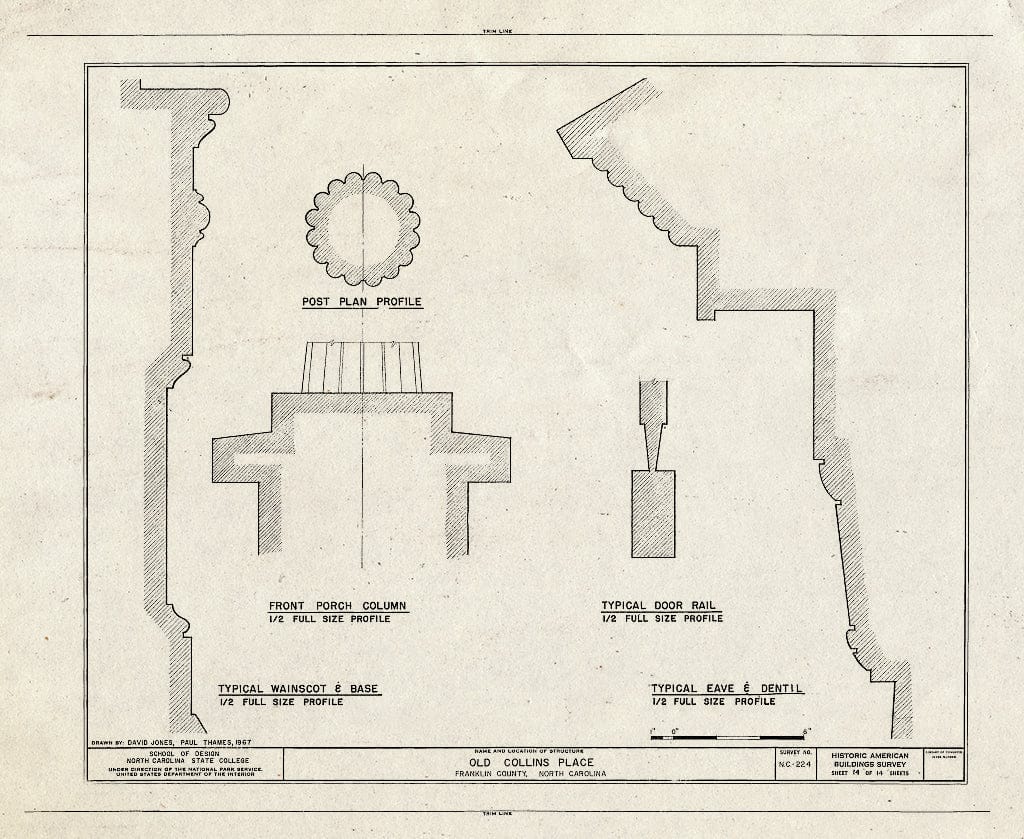 Historic Pictoric : Blueprint HABS NC,35-LOUBU.V,5- (Sheet 14 of 14) - Old Collins Place, State Route 561, Louisburg, Franklin County, NC