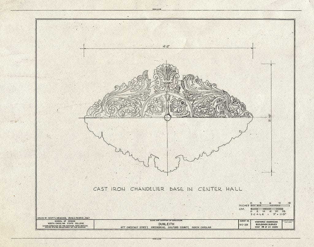 Historic Pictoric : Blueprint HABS NC,41-GREBO,1- (Sheet 28 of 29) - Dunleith, 677 Chestnut Street, Greensboro, Guilford County, NC