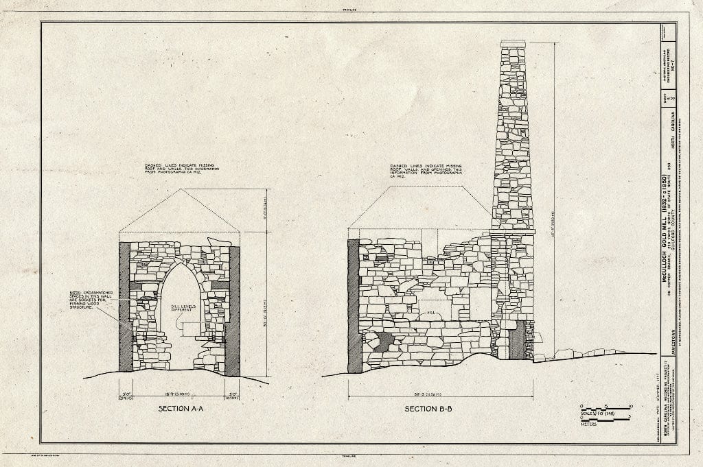 Historic Pictoric : Blueprint HAER NC,41-JAMTO.V,1- (Sheet 5 of 6) - McCulloch Gold Mill, Copper Branch, North of State Route 1153, Jamestown, Guilford County, NC