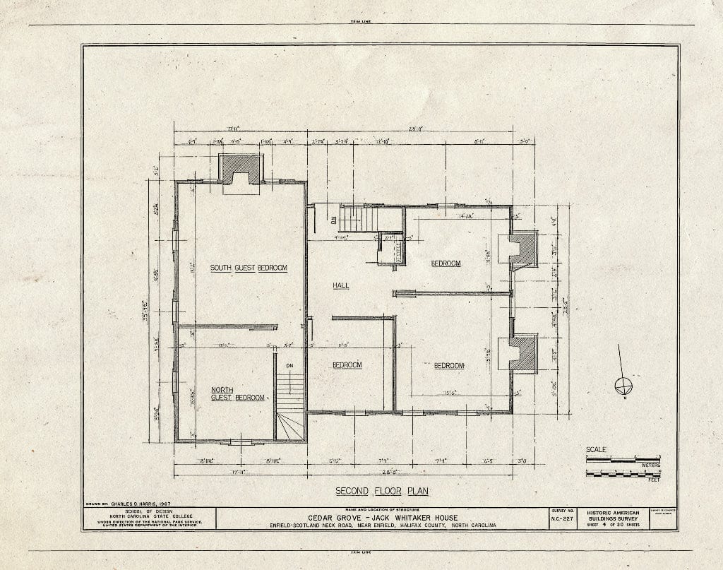 Historic Pictoric : Blueprint HABS NC,42-ENFI.V,1- (Sheet 4 of 20) - Cedar Grove, Scotland Neck Road, Enfield, Halifax County, NC