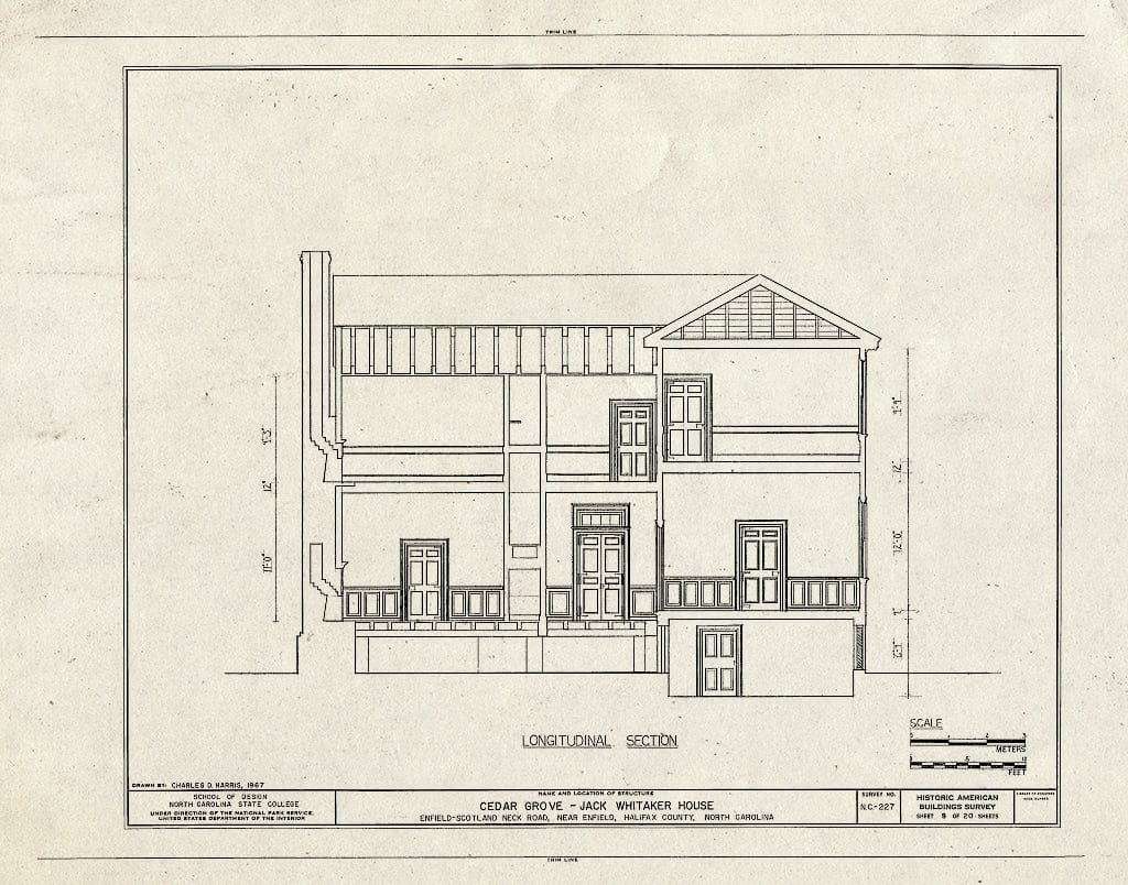 Historic Pictoric : Blueprint HABS NC,42-ENFI.V,1- (Sheet 9 of 20) - Cedar Grove, Scotland Neck Road, Enfield, Halifax County, NC