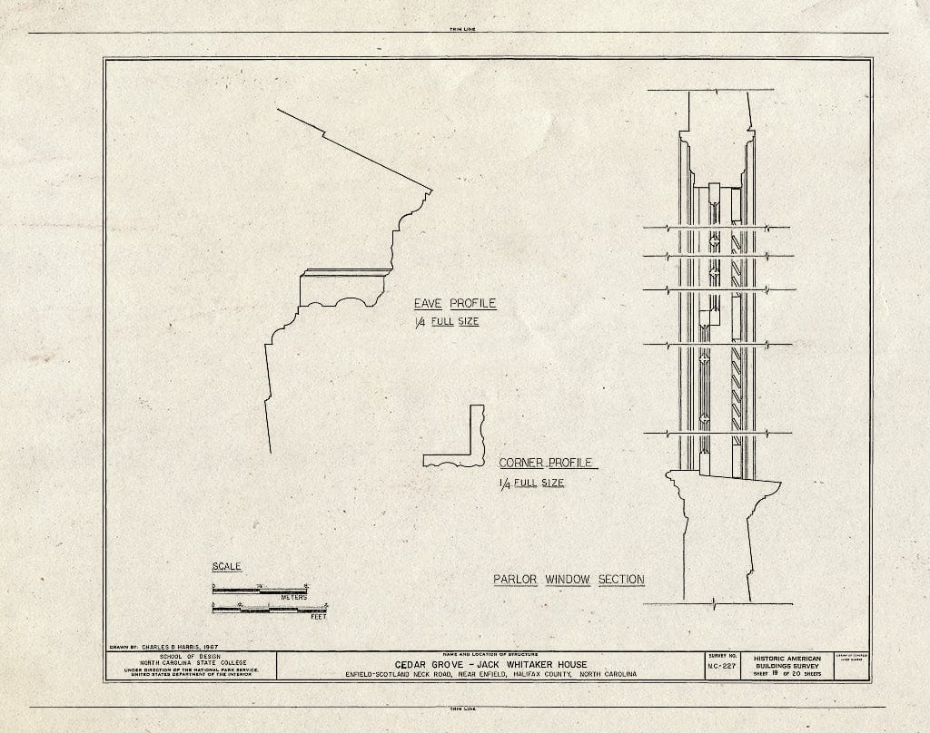 Historic Pictoric : Blueprint HABS NC,42-ENFI.V,1- (Sheet 19 of 20) - Cedar Grove, Scotland Neck Road, Enfield, Halifax County, NC