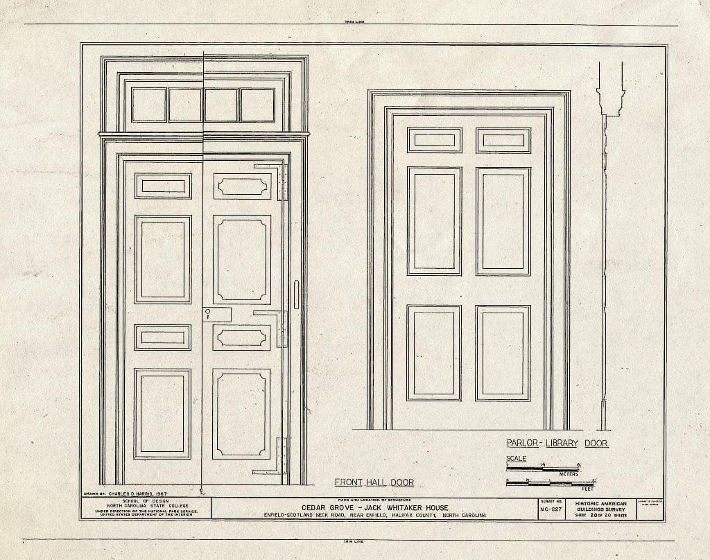 Historic Pictoric : Blueprint HABS NC,42-ENFI.V,1- (Sheet 20 of 20) - Cedar Grove, Scotland Neck Road, Enfield, Halifax County, NC
