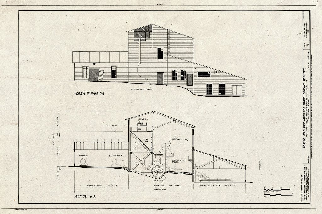 Historic Pictoric : Blueprint HAER NC,62-ALBE,1- (Sheet 4 of 8) - Coggins Gold Mine, Rich-Cog Mining Company, Eldorado, Montgomery County, NC