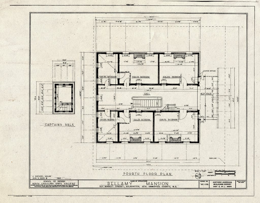 Historic Pictoric : Blueprint HABS NC,65-WILM,3- (Sheet 4 of 11) - Bellamy Mansion, 503 Market Street, Wilmington, New Hanover County, NC