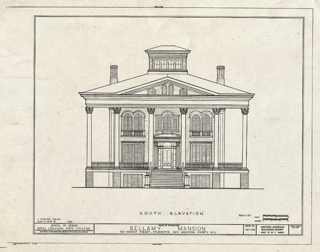 Historic Pictoric : Blueprint HABS NC,65-WILM,3- (Sheet 5 of 11) - Bellamy Mansion, 503 Market Street, Wilmington, New Hanover County, NC