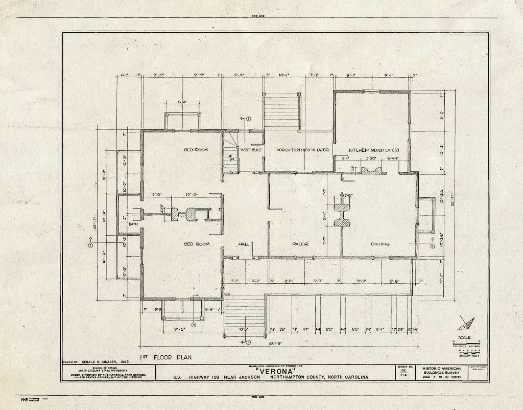 Historic Pictoric : Blueprint HABS NC,66-Jack.V,1- (Sheet 3 of 10) - Verona, U.S. Route 158, Jackson, Northampton County, NC