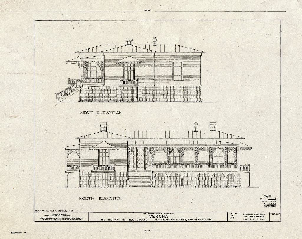 Historic Pictoric : Blueprint HABS NC,66-Jack.V,1- (Sheet 5 of 10) - Verona, U.S. Route 158, Jackson, Northampton County, NC