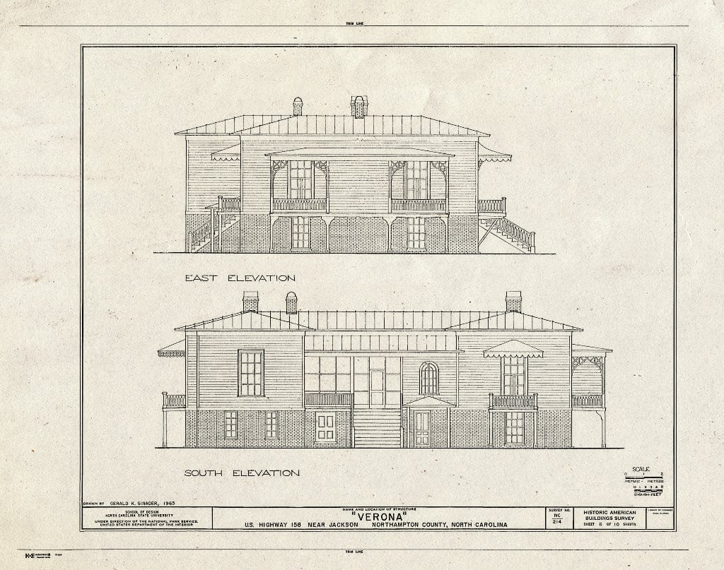 Historic Pictoric : Blueprint HABS NC,66-Jack.V,1- (Sheet 6 of 10) - Verona, U.S. Route 158, Jackson, Northampton County, NC