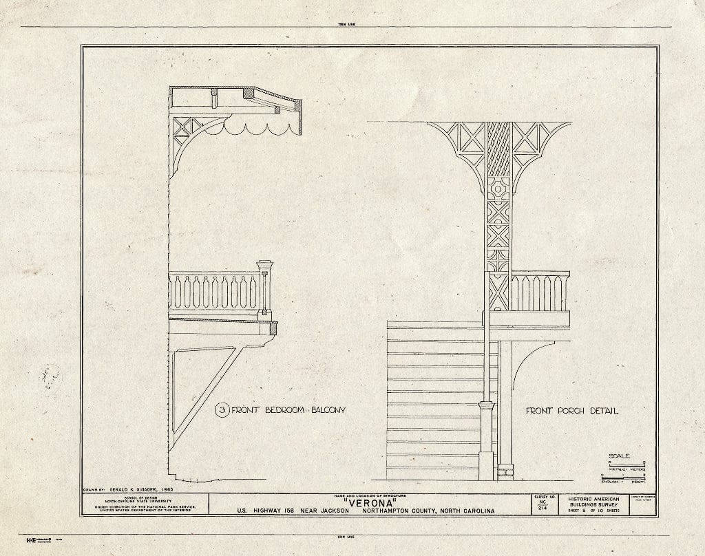 Historic Pictoric : Blueprint HABS NC,66-Jack.V,1- (Sheet 8 of 10) - Verona, U.S. Route 158, Jackson, Northampton County, NC