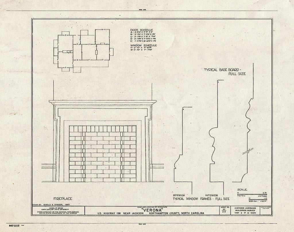 Historic Pictoric : Blueprint HABS NC,66-Jack.V,1- (Sheet 9 of 10) - Verona, U.S. Route 158, Jackson, Northampton County, NC