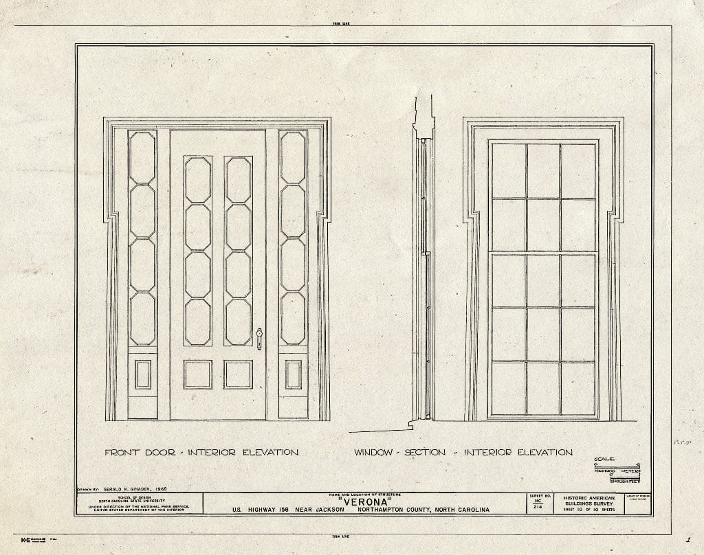 Historic Pictoric : Blueprint HABS NC,66-Jack.V,1- (Sheet 10 of 10) - Verona, U.S. Route 158, Jackson, Northampton County, NC