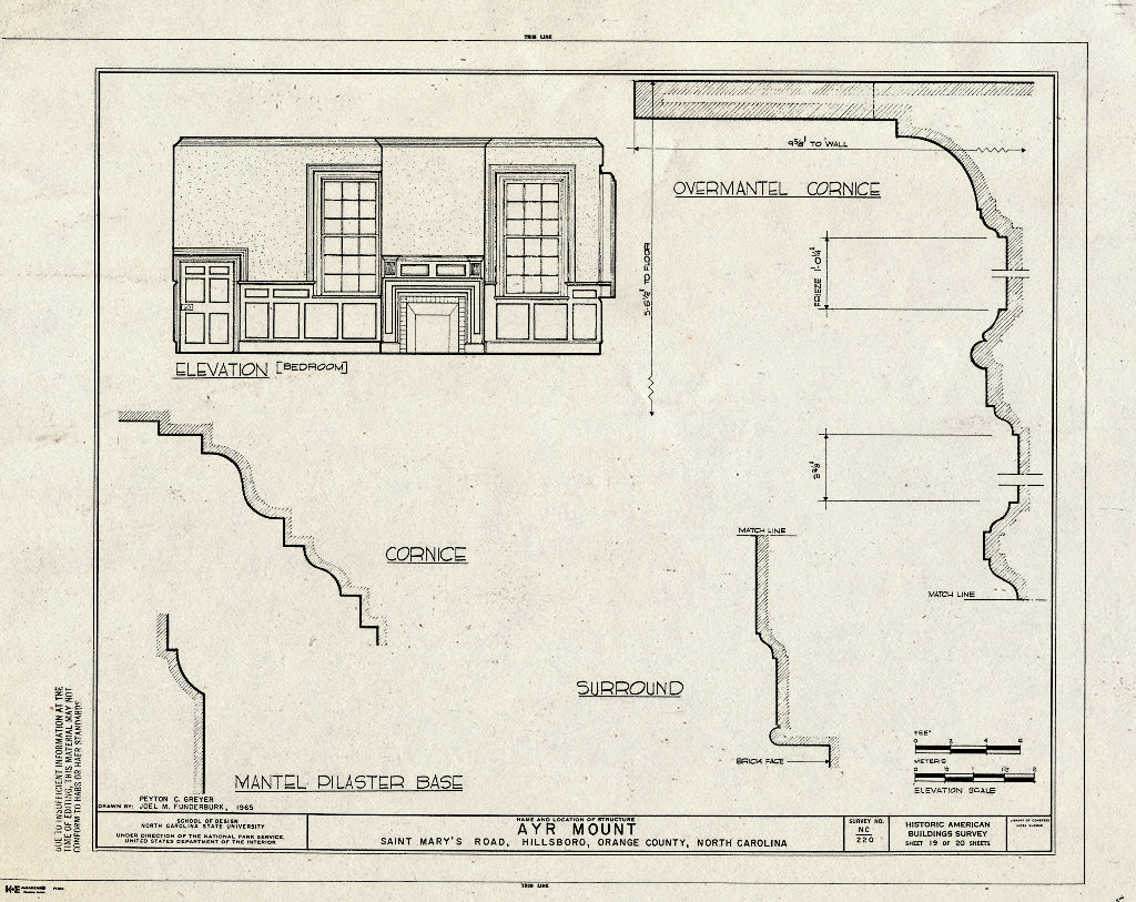 Historic Pictoric : Blueprint HABS NC,68-HILBO,18- (Sheet 19 of 20) - Ayr Mount, Saint Mary's Road, Hillsborough, Orange County, NC