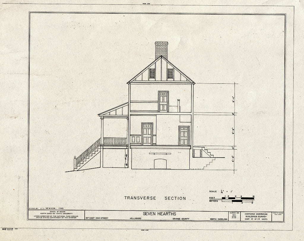 Historic Pictoric : Blueprint HABS NC,68-HILBO,14- (Sheet 10 of 14) - Seven Hearths, 157 East King Street, Hillsborough, Orange County, NC