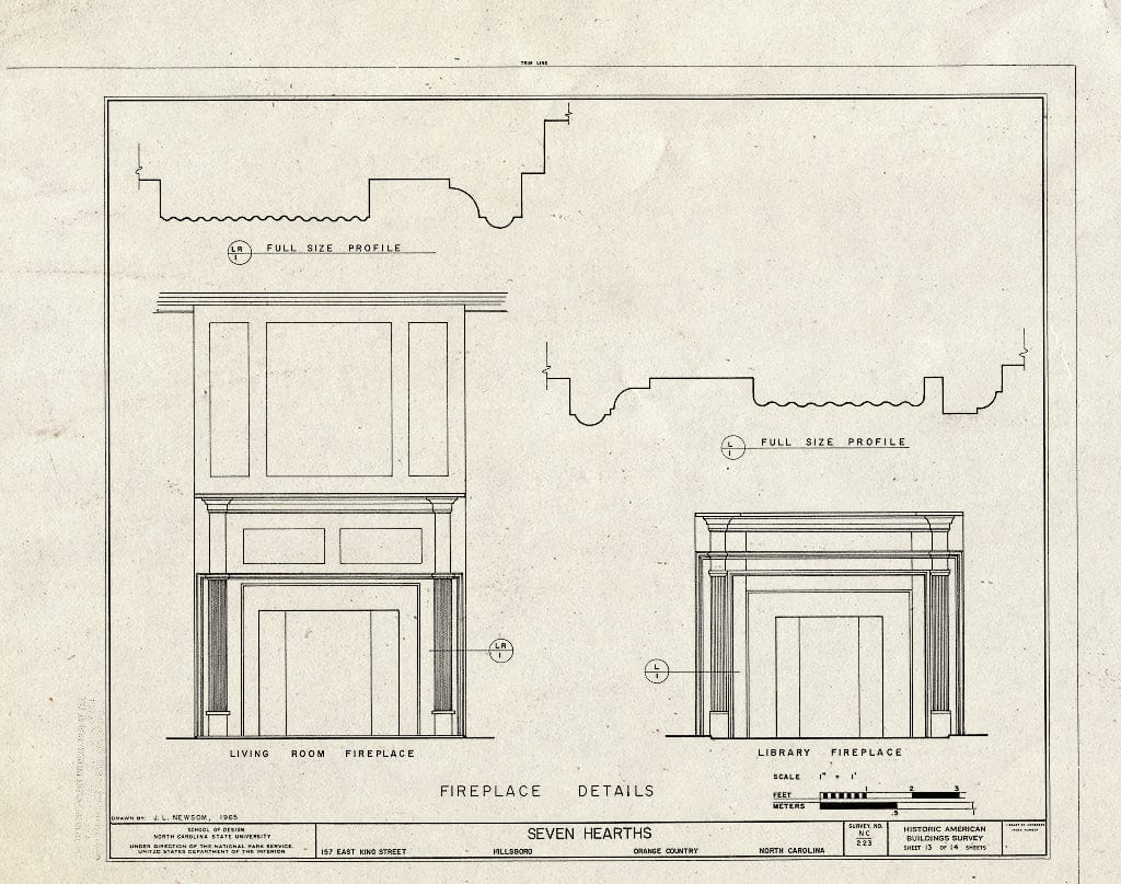 Historic Pictoric : Blueprint HABS NC,68-HILBO,14- (Sheet 13 of 14) - Seven Hearths, 157 East King Street, Hillsborough, Orange County, NC