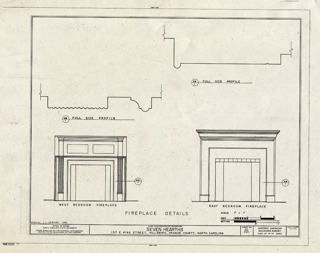 Historic Pictoric : Blueprint HABS NC,68-HILBO,14- (Sheet 14 of 14) - Seven Hearths, 157 East King Street, Hillsborough, Orange County, NC