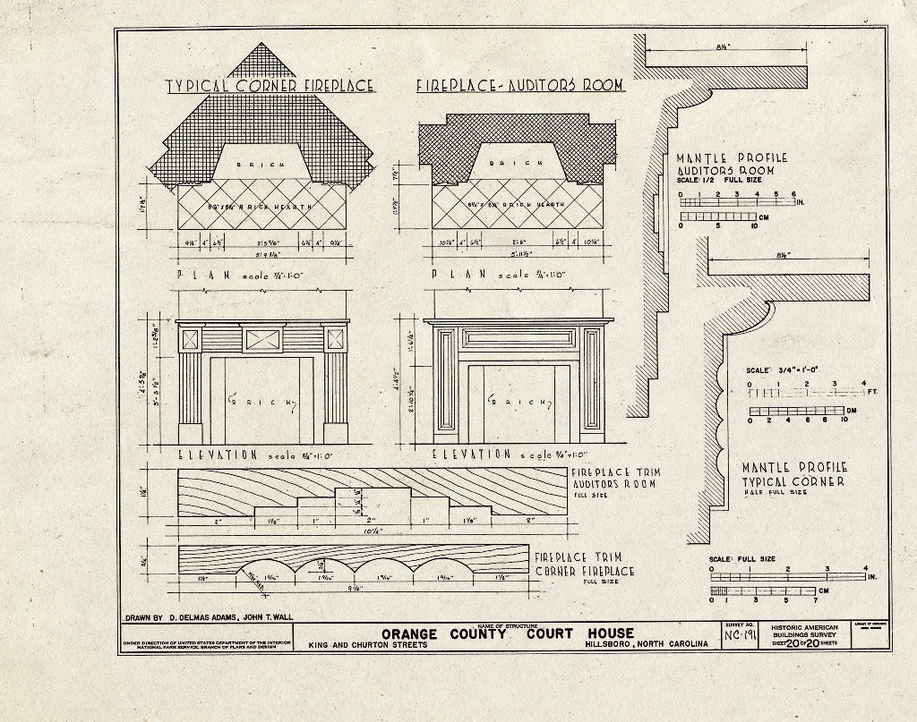 Historic Pictoric : Blueprint HABS NC,68-HILBO,4- (Sheet 20 of 20) - Orange County Courthouse, King & Churton Streets, Hillsborough, Orange County, NC